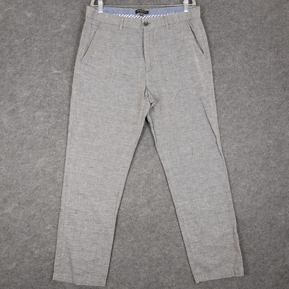 Banana Republic Aiden Fit Mens 36x32 Gray Linen Blend‎ Slim Chino Pants Slacks